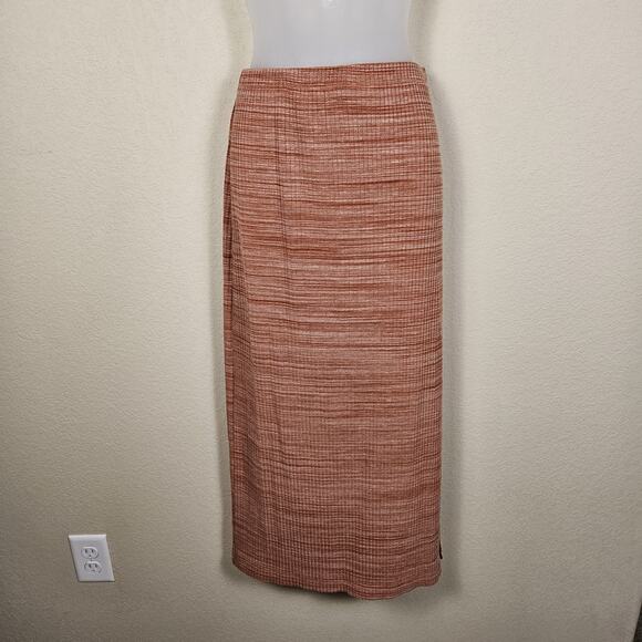 Reformation Jeans Joan Midi Skirt Ribbed Rust Side Slit Stretch Pencil Maxi S - Picture 3 of 14